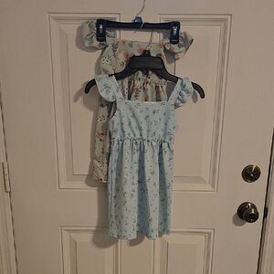 Blue Flutter Sleeve Square Neck Sundress New With No Tags